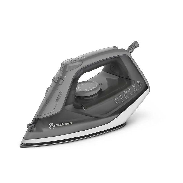 PLANCHA A VAPOR MADEMSA CON BASE DE CERÁMICA Y VAPOR VERTICAL MIR20 GRIS 2