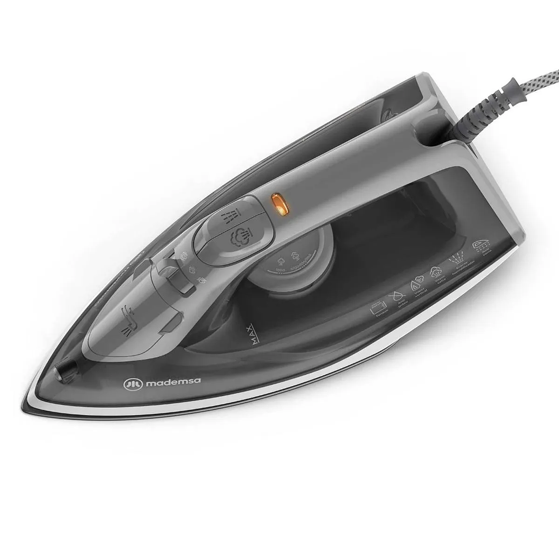 PLANCHA A VAPOR MADEMSA CON BASE DE CERÁMICA Y VAPOR VERTICAL MIR20 GRIS 6