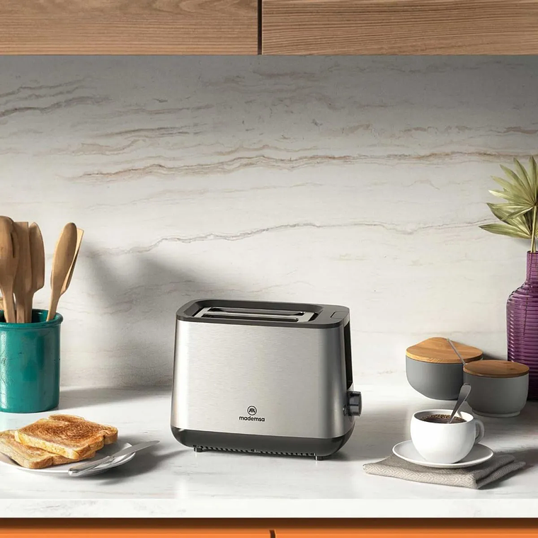 TOSTADOR MADEMSA CON 7 NIVELES DE TOSTADO Y 3 FUNCIONES 730W MTS25 ACERO INOXIDABLE 10