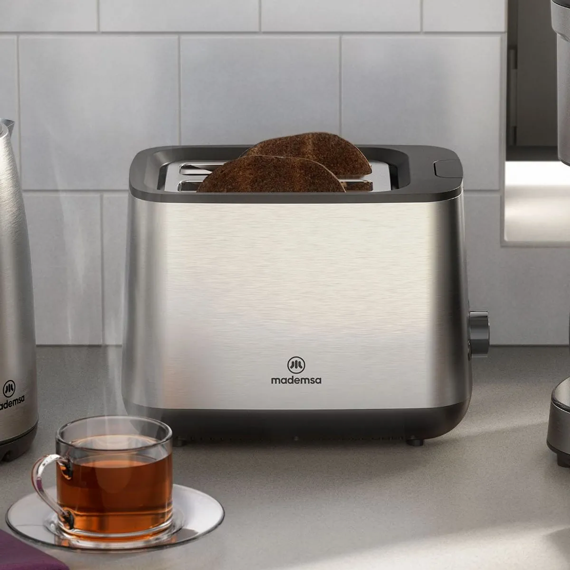 TOSTADOR MADEMSA CON 7 NIVELES DE TOSTADO Y 3 FUNCIONES 730W MTS25 ACERO INOXIDABLE 11