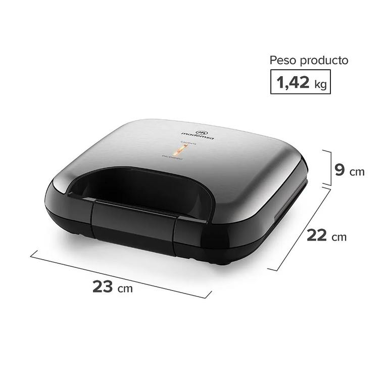 SANDWICHERA MADEMSA CON CALENTAMIENTO RÁPIDO MSG20 ACERO INOXIDABLE 3