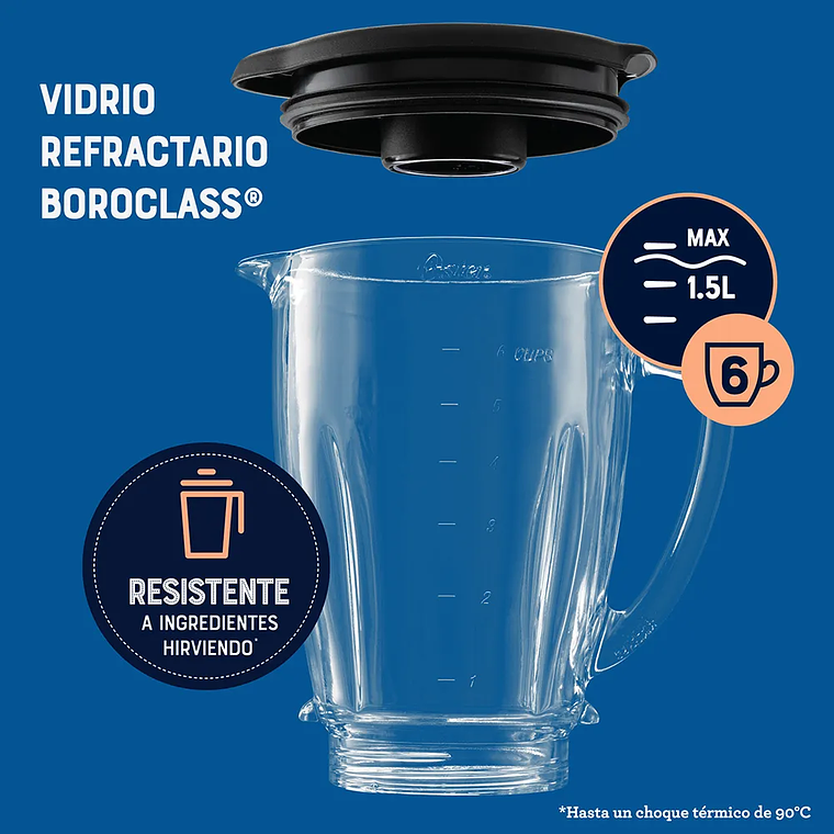 LICUADORA OSTER 2 VELOCIDADES MÁS PULSO Y VASO DE VIDRIO BLSTKAGBPB 7