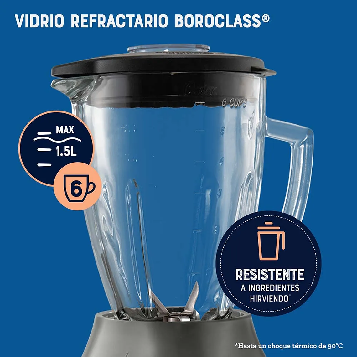 LICUADORA OSTER CON VASO DE VIDRIO Y 6 VELOCIDADES MÁS PULSO BLSTPEG-GPB 7
