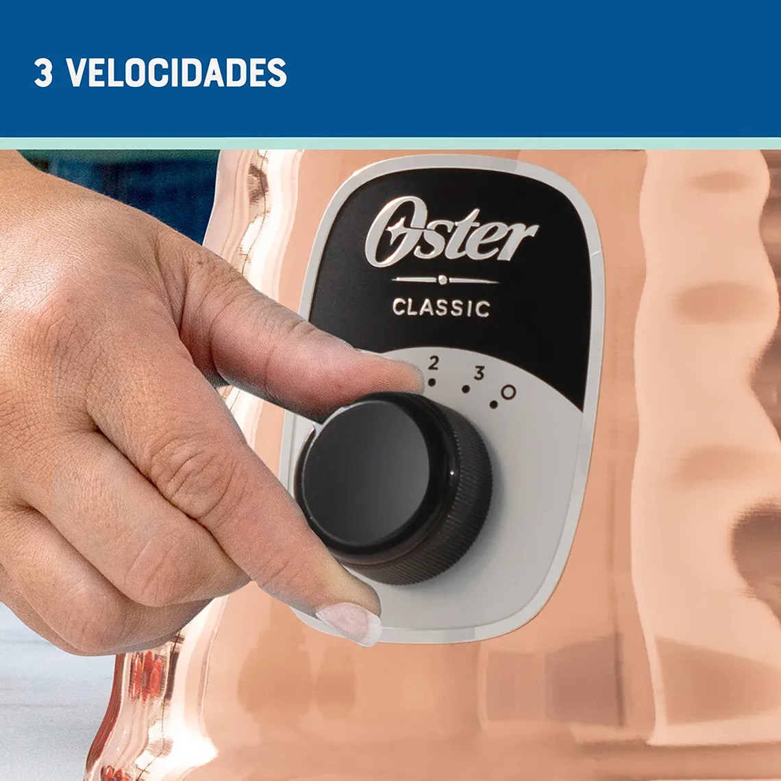 LICUADORA CLÁSICA OSTER COBRE CON PERILLA ERGONÓMICA DE 3 VELOCIDADES BLST4128 4