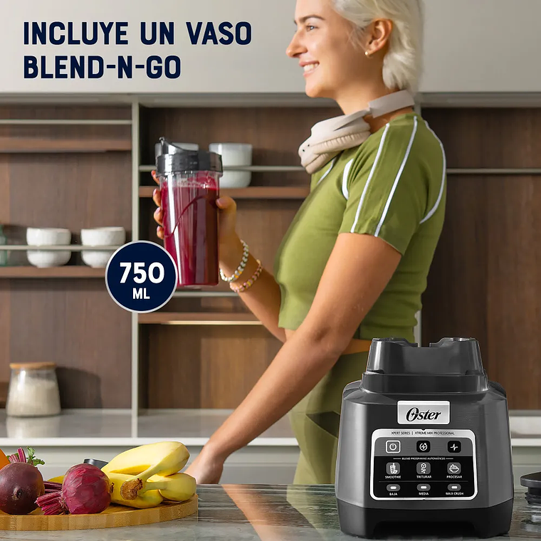 LICUADORA PROFESIONAL OSTER XTREME MIX CON IBLEND Y MAX CRUSH CON TECNOLOGÍA REVERSIBLE, VASO BLEND-N-GO BLSTXPG-BGW 6