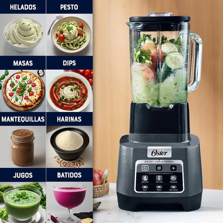 LICUADORA PROFESIONAL OSTER XTREME MIX CON IBLEND Y MAX CRUSH CON TECNOLOGÍA REVERSIBLE, VASO BLEND-N-GO BLSTXPG-BGW 10