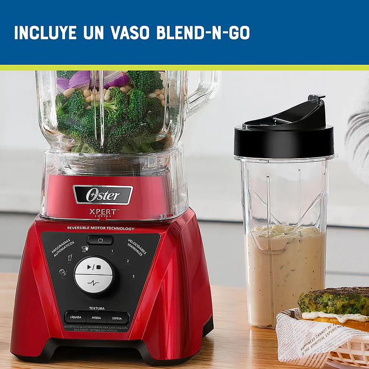 LICUADORA OSTER XPERT SERIES ROJA CON CONTROL DE TEXTURA Y UN BLEND N GO BLST3BRPG 14