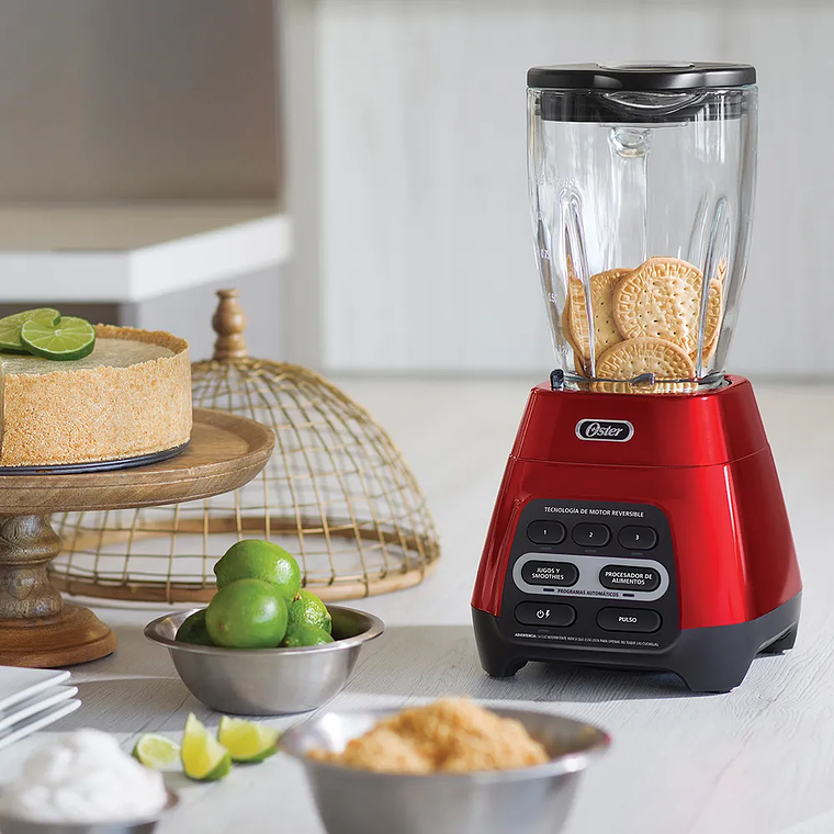 LICUADORA OSTER ROJA CON PROGRAMAS AUTOMÁTICOS, TECNOLOGÍA REVERSIBLE Y VASO BLEND-N-GO BLSTPYG1310RBG 14