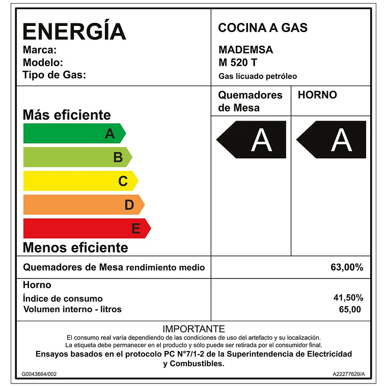 COCINA A GAS 4 PLATOS MADEMSA CON LIMPIAFÁCIL Y BOTÓN DE ENCENDIDO M 520 T INOX 10