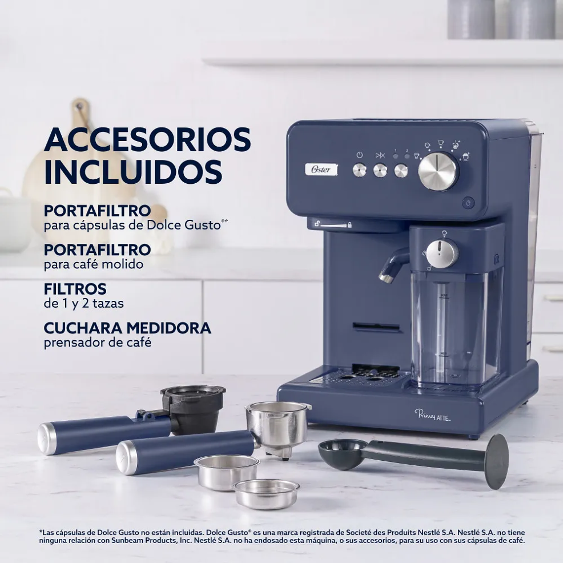 OSTER CAFETERA AUTOMÁTICA DE ESPRESSO, PRIMALATTE, COLOR AZUL, BVSTEM6604BL 6