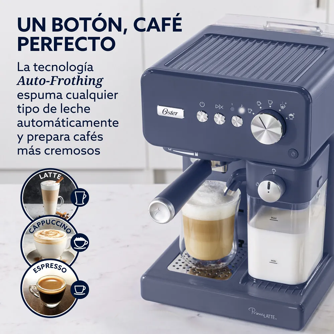 OSTER CAFETERA AUTOMÁTICA DE ESPRESSO, PRIMALATTE, COLOR AZUL, BVSTEM6604BL 7