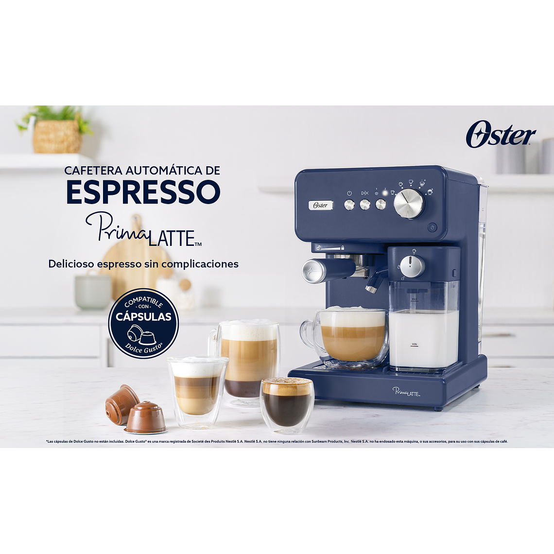 OSTER CAFETERA AUTOMÁTICA DE ESPRESSO, PRIMALATTE, COLOR AZUL, BVSTEM6604BL 8