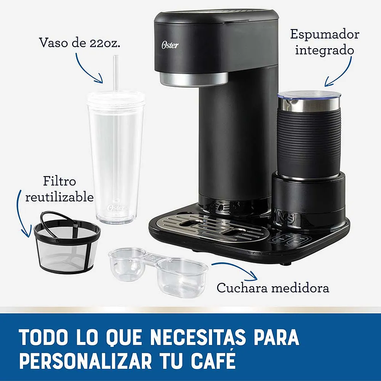 OSTER CAFETERA LATTE 4 EN 1, CON ESPUMADOR, PARA CAFÉ HELADO, GRANIZADO O CALIENTE, NEGRO, BVSTDC02B 5
