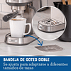 OSTER CAFETERA COMPACTA, PARA ESPRESSO Y CAPPUCCINO, BOMBA ITALIANA 15 BAR, ACCESORIOS PROFESIONALES, PLATEADA, BVSTEM7200