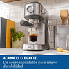 OSTER CAFETERA COMPACTA, PARA ESPRESSO Y CAPPUCCINO, BOMBA ITALIANA 15 BAR, ACCESORIOS PROFESIONALES, PLATEADA, BVSTEM7200