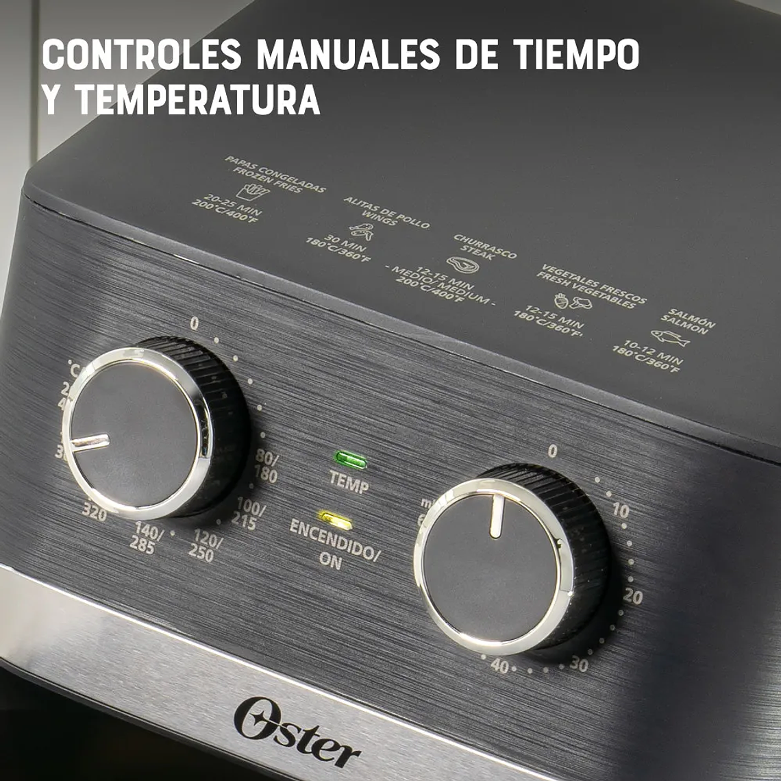OSTER FREIDORA DE AIRE MANUAL, RECUBRIMIENTO OSTER DIAMONDFORCE, 4L DE CAPACIDAD, CON CONTROLES DE TIEMPO Y TEMPERATURA, CKSTAF401MDF 5