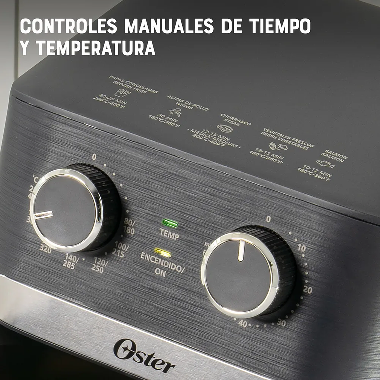 OSTER FREIDORA DE AIRE MANUAL, RECUBRIMIENTO OSTER DIAMONDFORCE, 4L DE CAPACIDAD, CON CONTROLES DE TIEMPO Y TEMPERATURA, CKSTAF401MDF 5