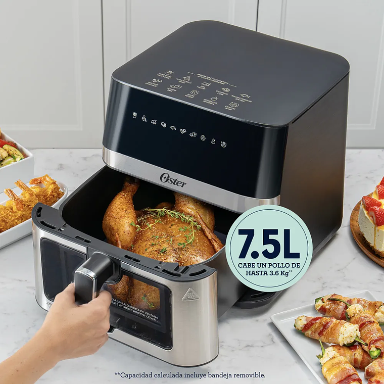 OSTER FREIDORA DE AIRE DIGITAL, RECUBRIMIENTO OSTER DIAMONDFORCE, 7.5L DE CAPACIDAD, 10 PROGRAMAS AUTOMÁTICOS, CKSTAF75WDSSDF 8