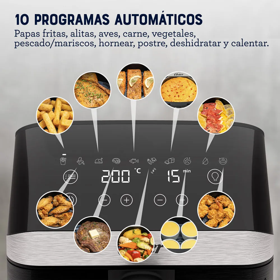 FREIDORA DE AIRE DIGITAL CON RECUBRIMIENTO OSTER DIAMONDFORCE, 4L DE CAPACIDAD, CON 10 PROGRAMAS AUTOMÁTICOS, CKSTAF40WDDF 6