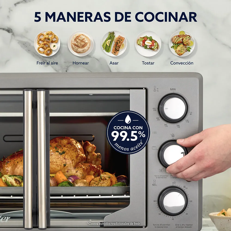 HORNO CON FREIDORA DE AIRE OSTER DE 42 LITROS, PUERTAS FRANCESAS, TSSTTV42FDMAFNS 6