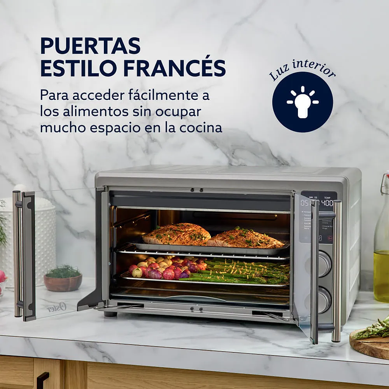 HORNO CON FREIDORA DE AIRE DIGITAL OSTER DE 42 LITROS, PUERTAS FRANCESAS, TSSTTV42FDDAFNS 7