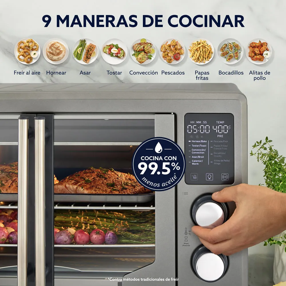 HORNO CON FREIDORA DE AIRE DIGITAL OSTER DE 42 LITROS, PUERTAS FRANCESAS, TSSTTV42FDDAFNS 9