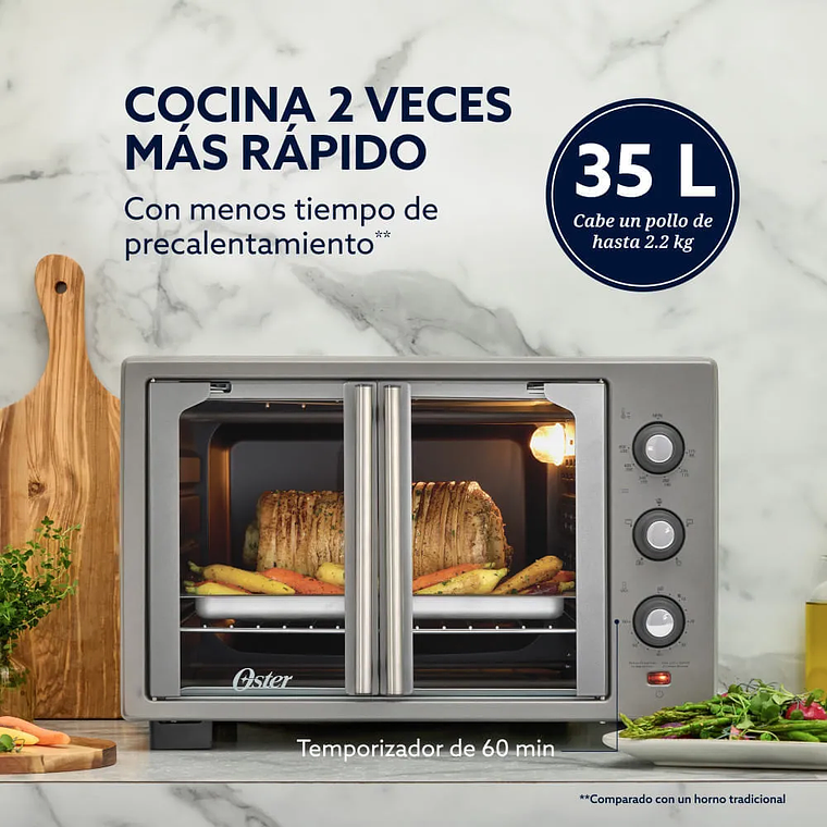 HORNO CON FREIDORA DE AIRE OSTER DE 35 LITROS, PUERTAS FRANCESAS, TSSTTV35FDMAFNS 5