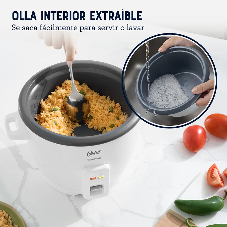 ARROCERA OSTER DE 7 TAZAS, CON DIAMONDFORCE, CKSTRCB7DFWHT 7