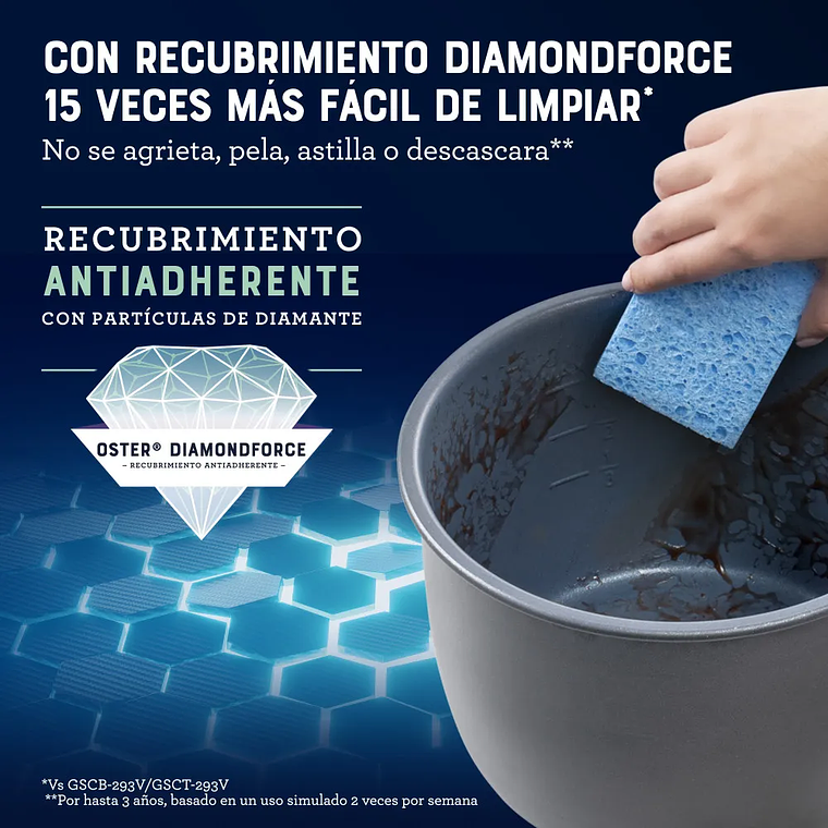 MULTIOLLA, TURBO, 7.5 L DE CAPACIDAD, CON 14 FUNCIONES PREDETERMINADAS, RECUBRIMIENTO OSTER DIAMONDFORCE, CKSTPCECT75DF 6