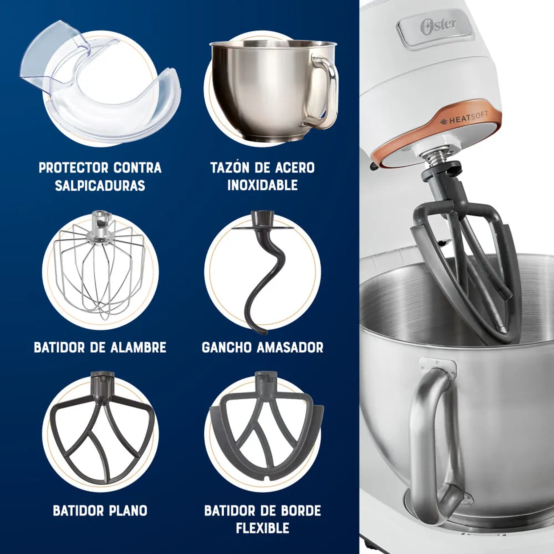 BATIDORA PLANETARIA OSTER CON TECNOLOGÍA HEATSOFT FPSTSMPL4W