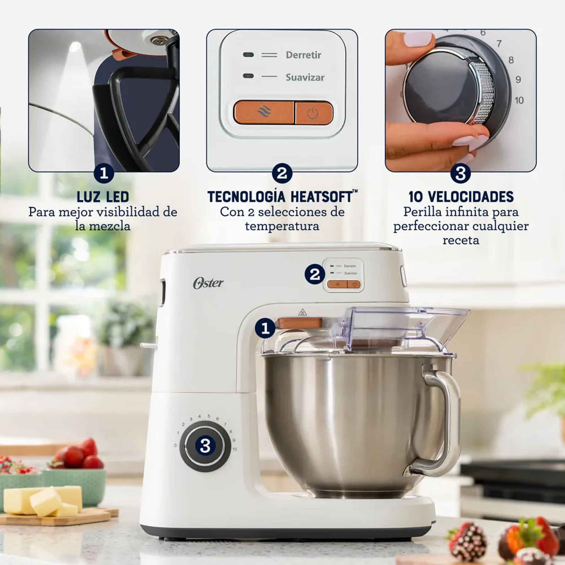 BATIDORA PLANETARIA OSTER CON TECNOLOGÍA HEATSOFT FPSTSMPL4W