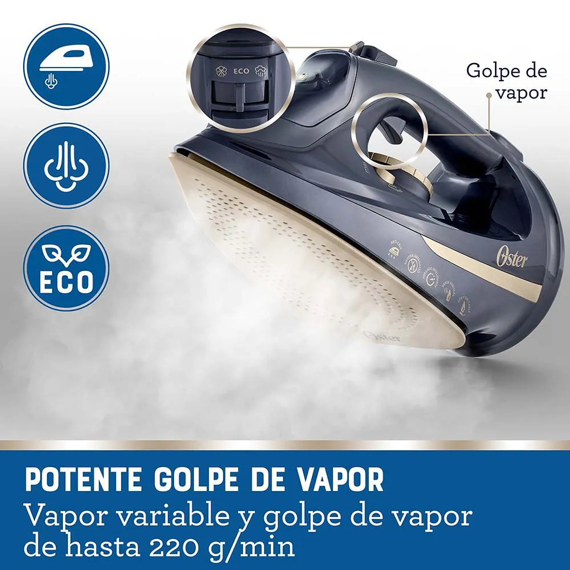 PLANCHA DE VAPOR INALÁMBRICA OSTER 2 EN 1 CON SUELA DE CERÁMICA GCSTCC5000 10