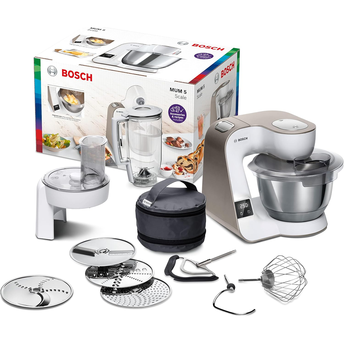 Robot de cocina Bosch MUM5 1000 W Blanco, champagne 8