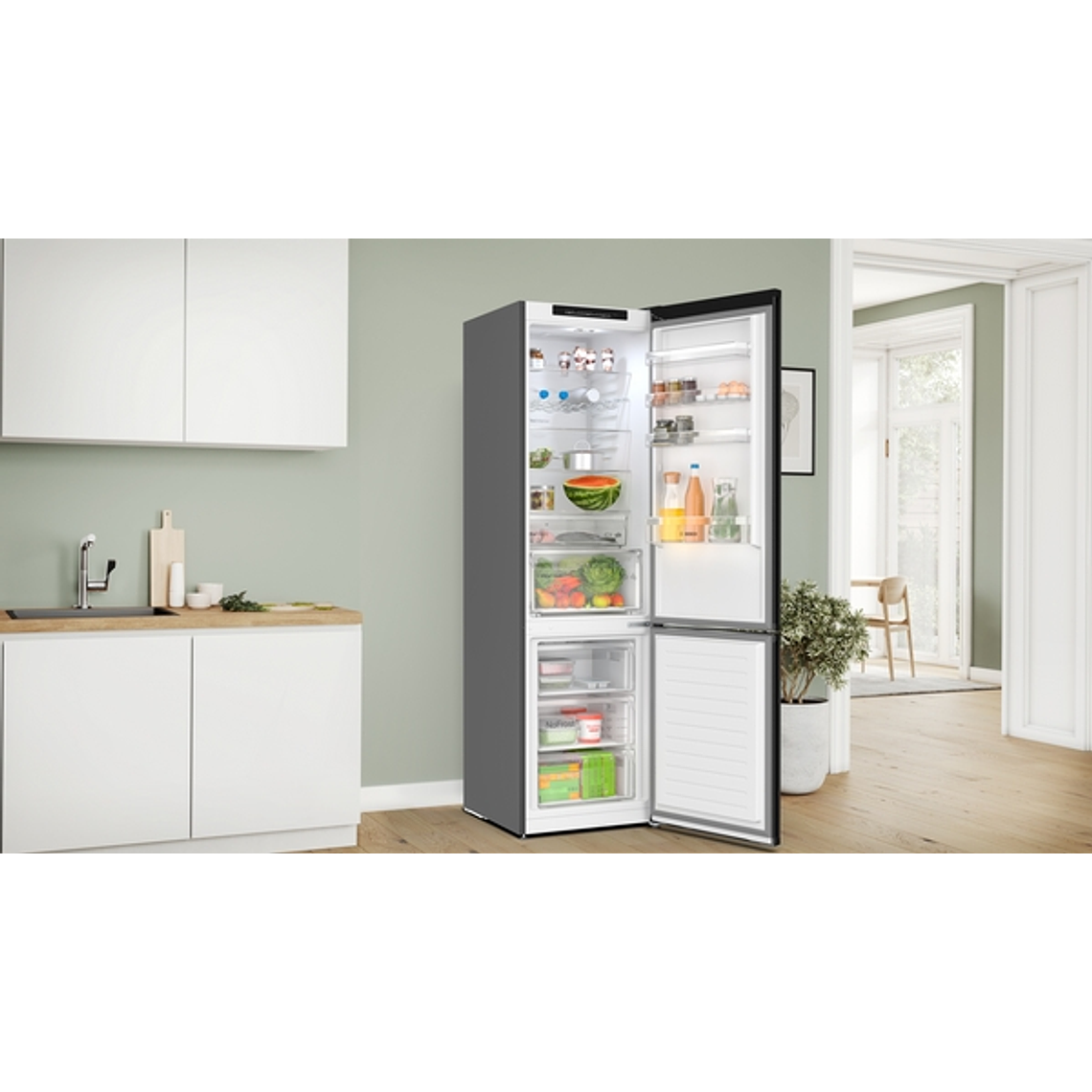 Serie 4 Frigorífico combinado de libre instalación 203 x 60 cm Acero Negro 6