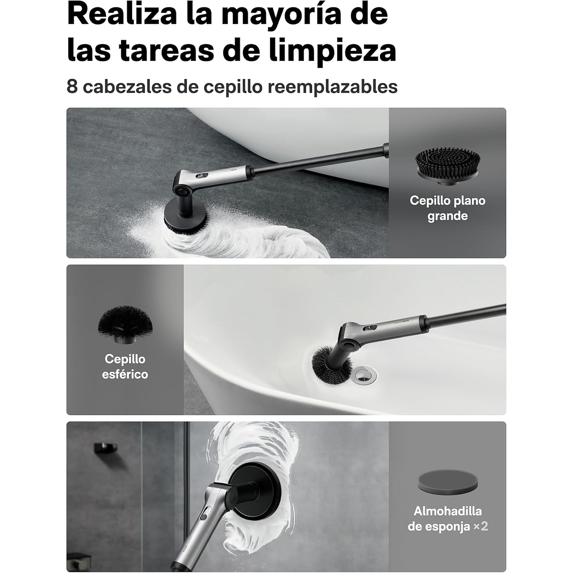 Cepillo Eléctrico HOTO 8 en 1 Extensible e Impermeable IPX7 4