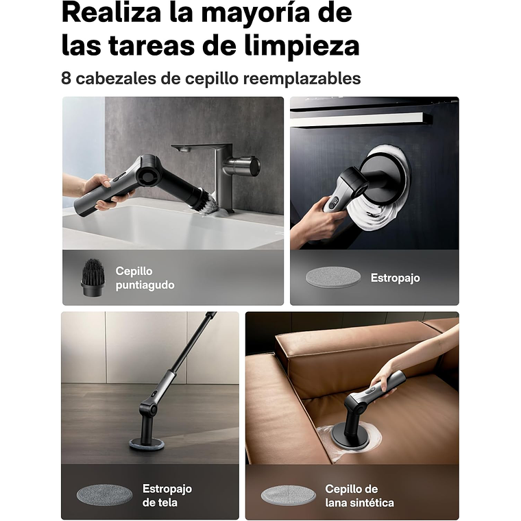 Cepillo Eléctrico HOTO 8 en 1 Extensible e Impermeable IPX7 7
