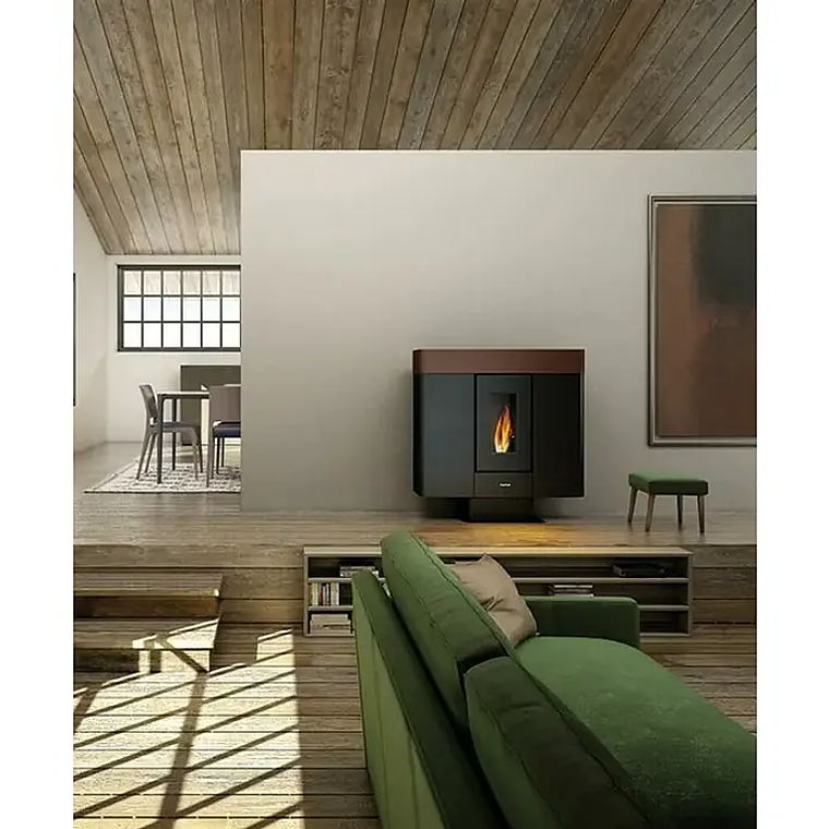 Estufa de Pellets FreePoint Moon 10 kW Wifi Canalizable Negro/Moka 3