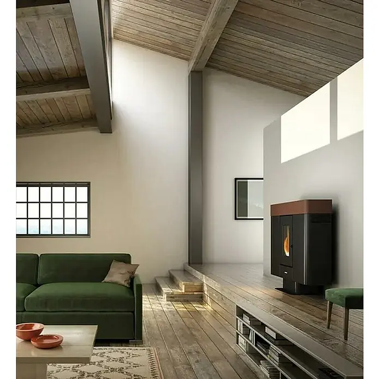 Estufa de Pellets FreePoint Moon 10 kW Wifi Canalizable Negro/Moka 4