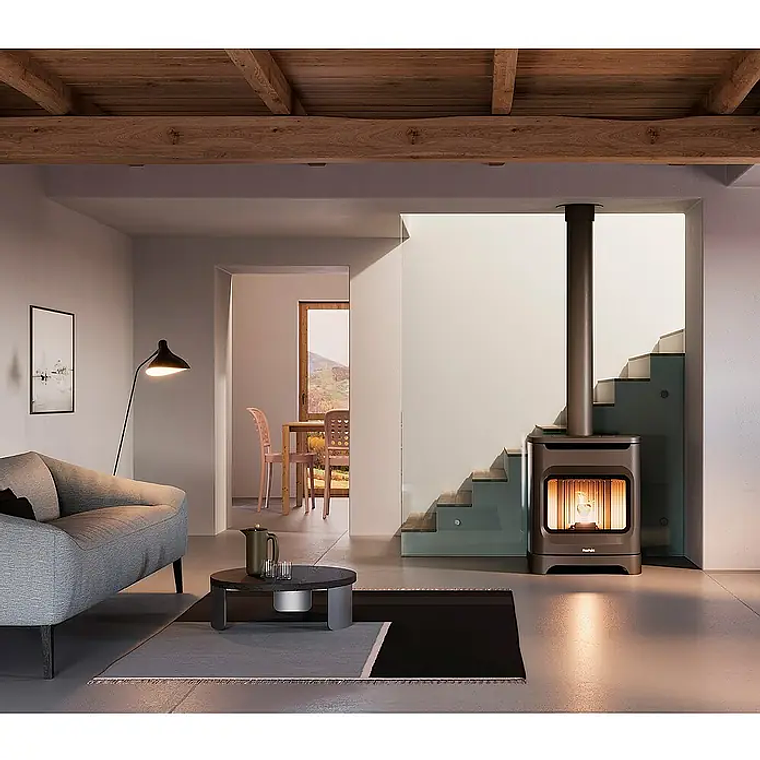 Estufa de Pellets FreePoint Flos 6 kW Wifi Negro 4