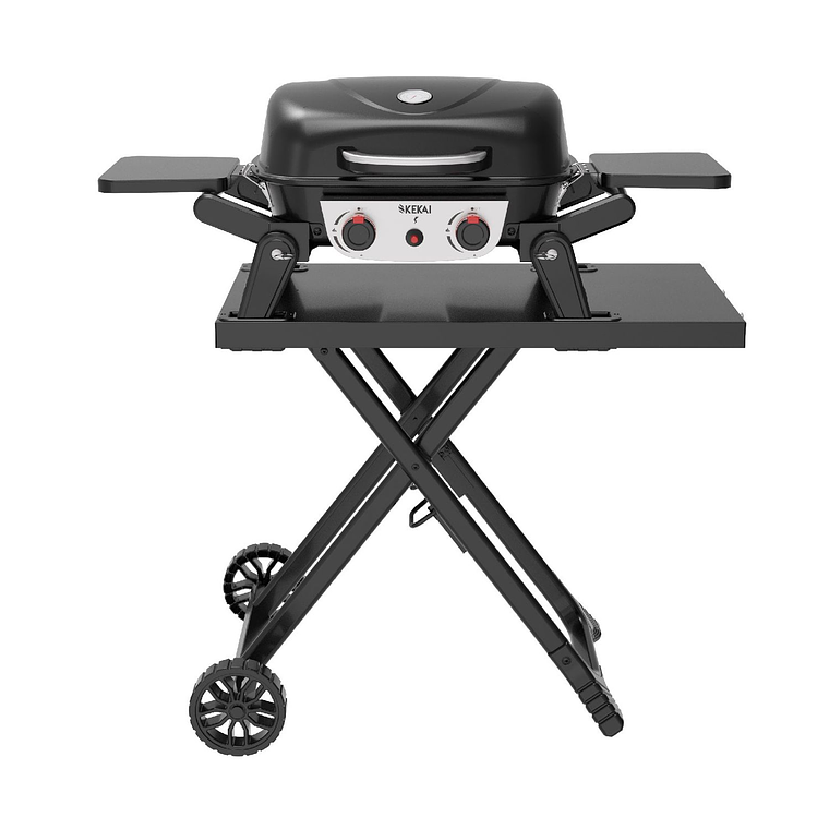 Parrilla a Gas de Sobremesa Portátil Kekai Erie 5kW + Kit Carro Plegable Travel Black Edition 1