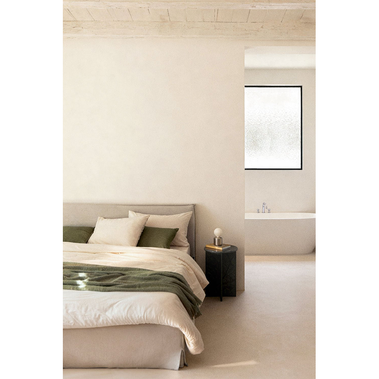 Cama para colchón 180x200cm con canapé abatible en chenilla blanco roto Lorea 1