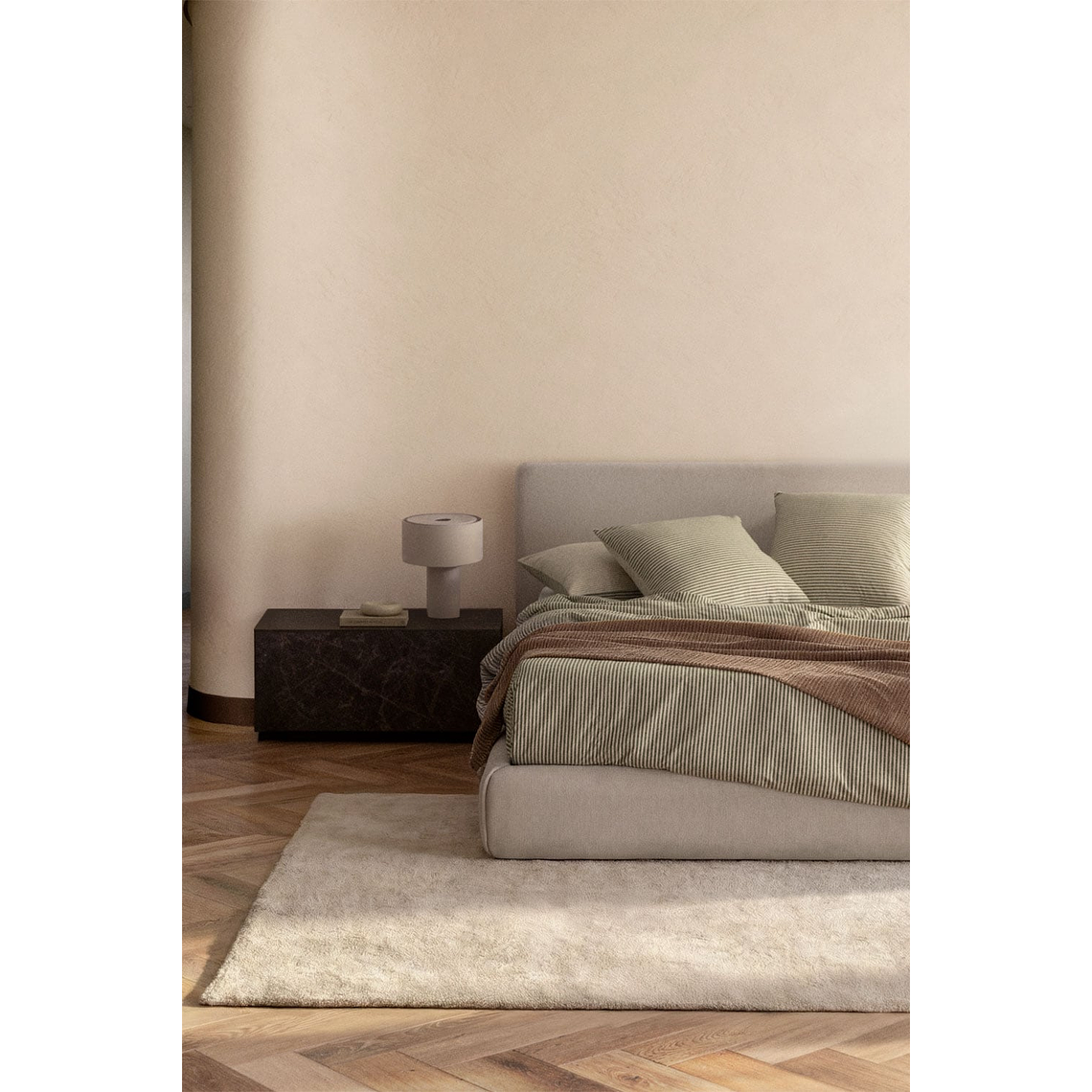 Cama para colchón 160x200cm con canapé abatible en tela beige crema Norena 1