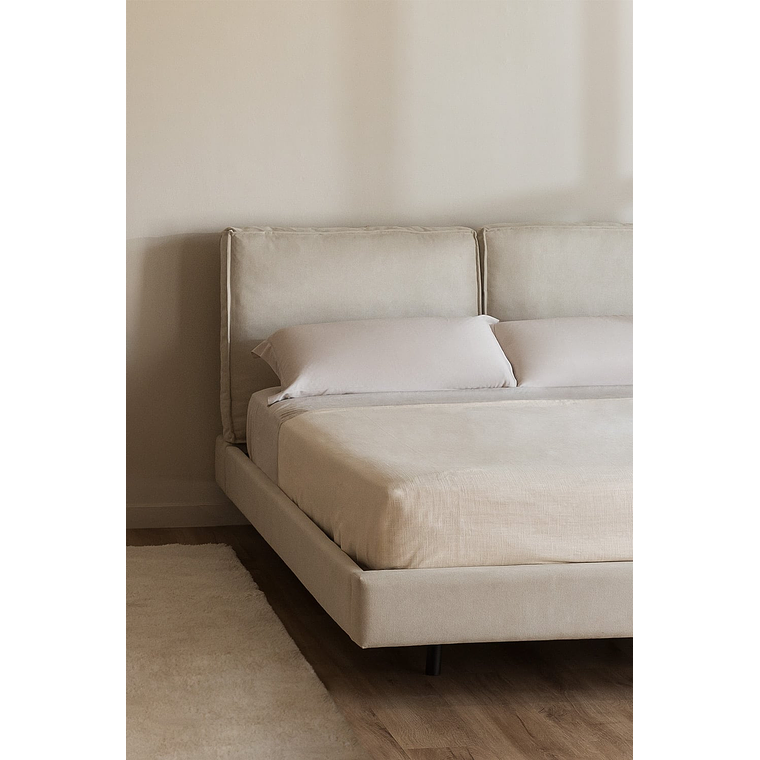 Cama tapizada para colchón 160x200cm blanco roto Ketia 1