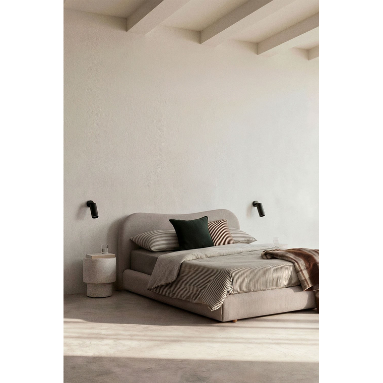 Cama para colchón 150x190cm con canapé abatible en tela beige crema Winselet 1