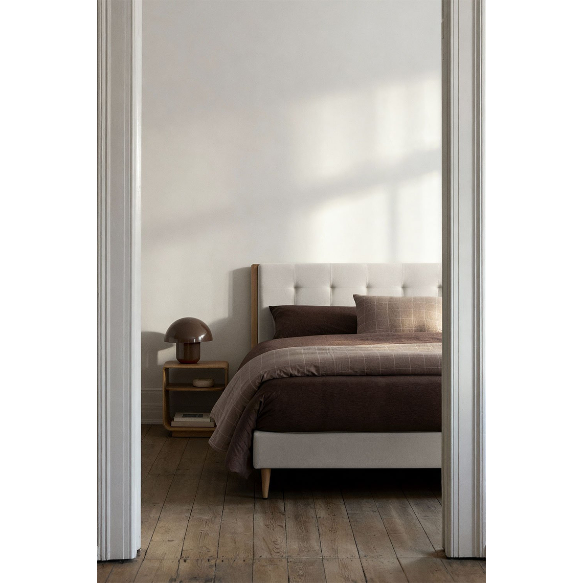 Cama tapizada para colchón 160x200cm blanco roto Samira 1