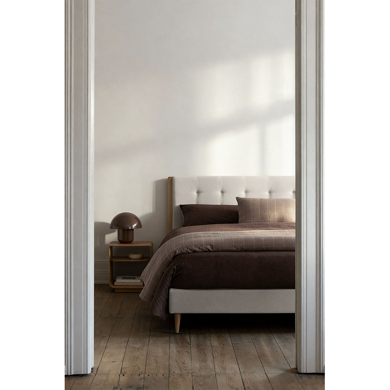 Cama tapizada para colchón 160x200cm blanco roto Samira 1