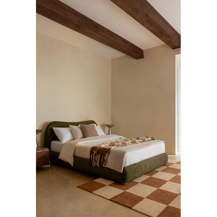 Cama para colchón 180x200cm con canapé abatible en tela verde salvia Winselet 1