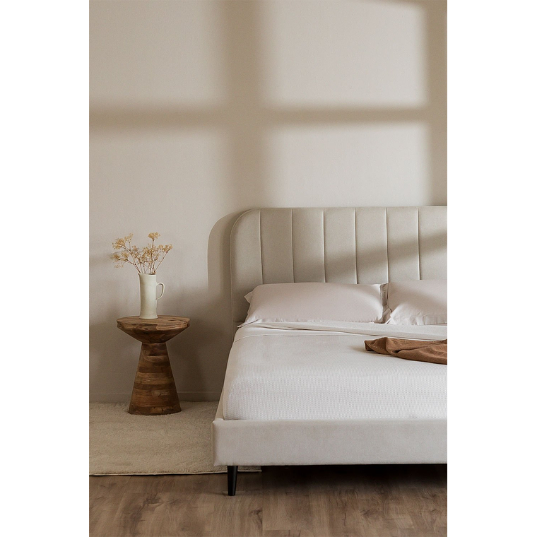 Cama tapizada para colchón 160x200cm blanco roto Maialen 1