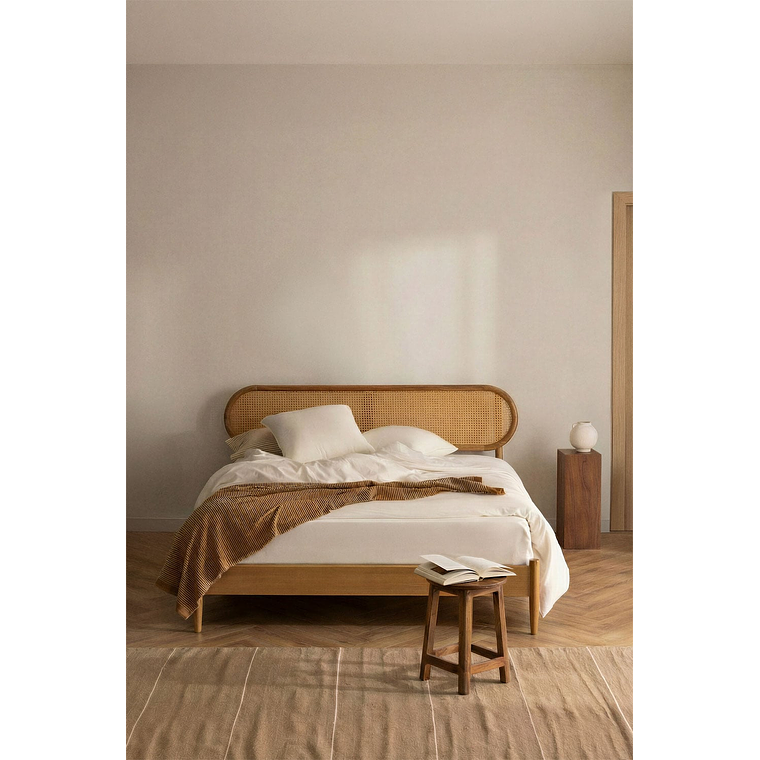 Cama para colchón 160x200cm en madera natural Fraser 1