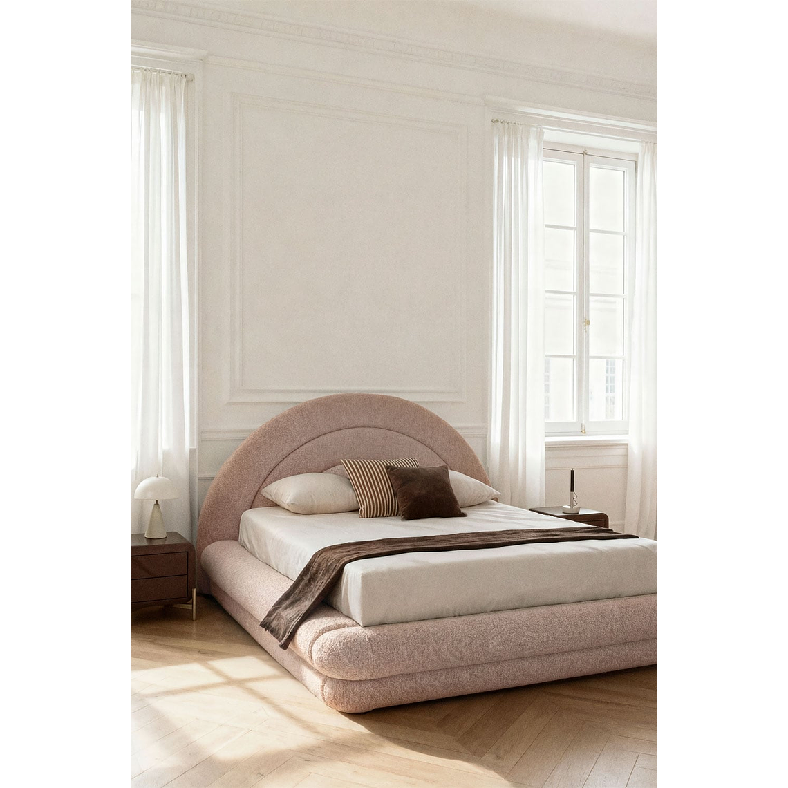 Cama con canapé abatible en tela bouclé Borzensi 1